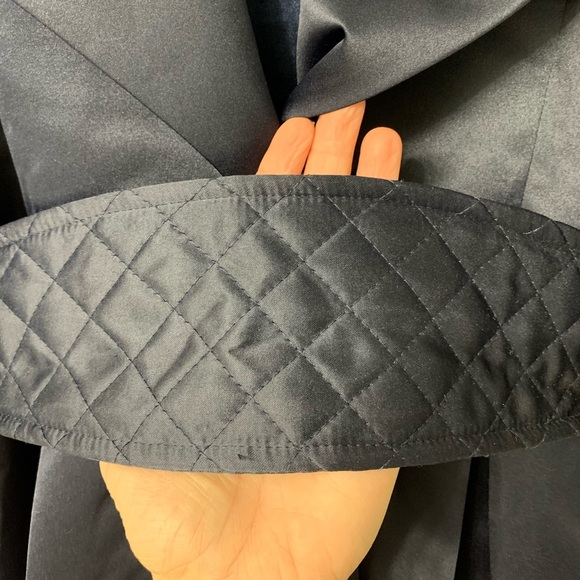 Dramatic navy satin coat - Picture 3 of 7